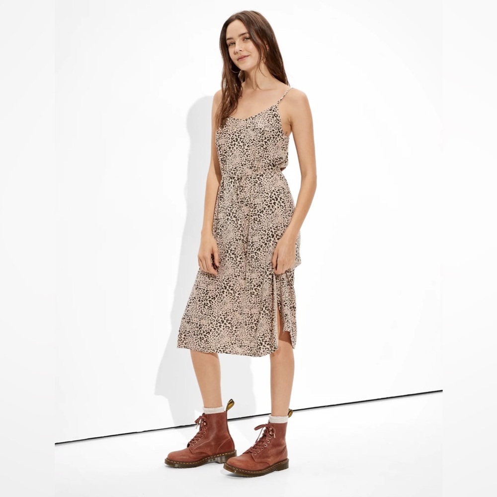 XXL American Eagle Outfitters Cheetah Slip Midi Dress
